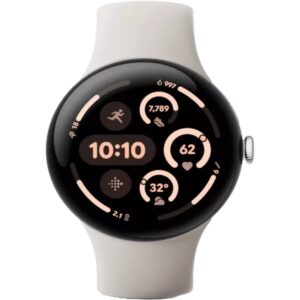 Google Pixel Watch 3 45mm Wi-Fi (Polished Silver with Porcelain Band)