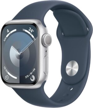 Apple Watch Series 9 41mm (GPS+Cellular) MRJT3 (Silver Stainless Steel with Storm Blue Sport Band - S/M)