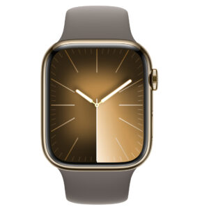 Apple Watch Series 9 45mm (GPS+Cellular) MRPK3 (Gold Stainless Steel with Clay Sport Band - S/M)