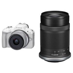 Canon EOS R50 Mirrorless Camera with 18-45mm and 55-210mm Lenses Kit (White)
