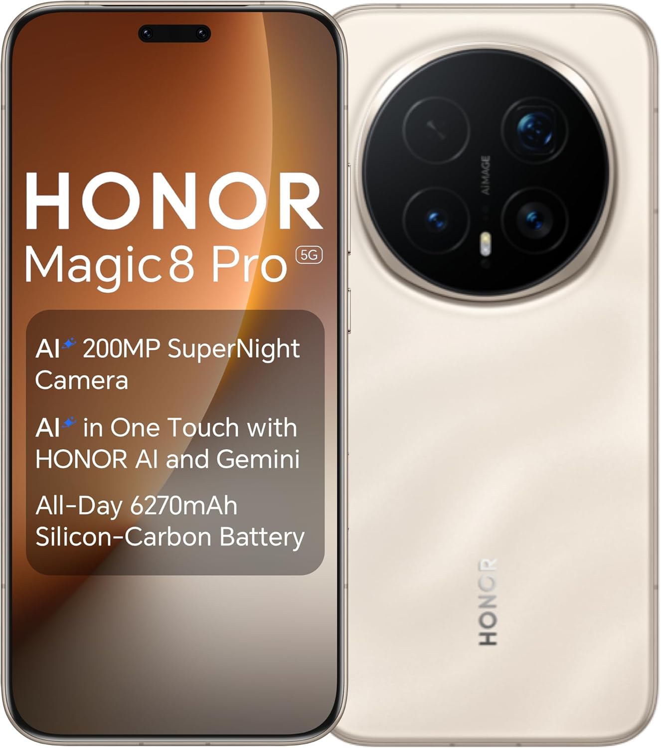 HONOR Magic 8 Pro (Global Version) BKQ-N49) 512GB 12GB (Sunrise Gold) - Image 2