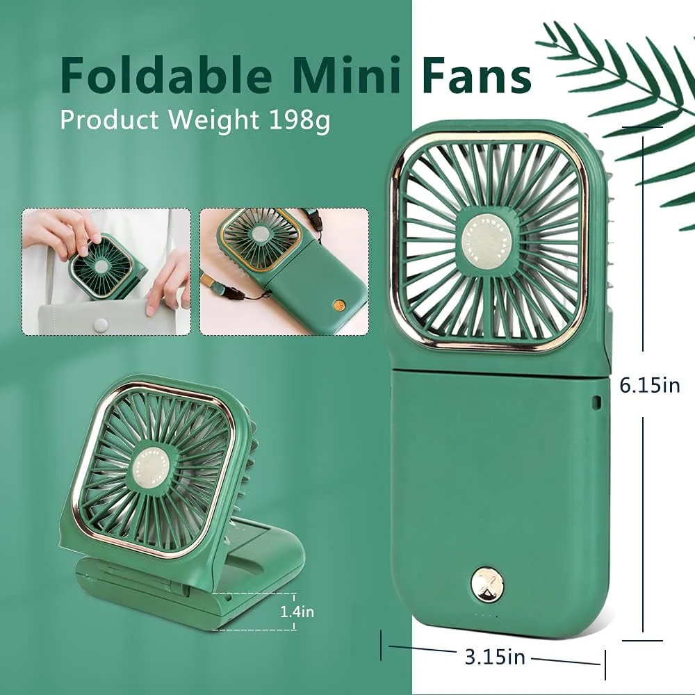 ITFIT 2-in-1 Handheld Fan with Holder (ITFITF14) (Green) - Image 4