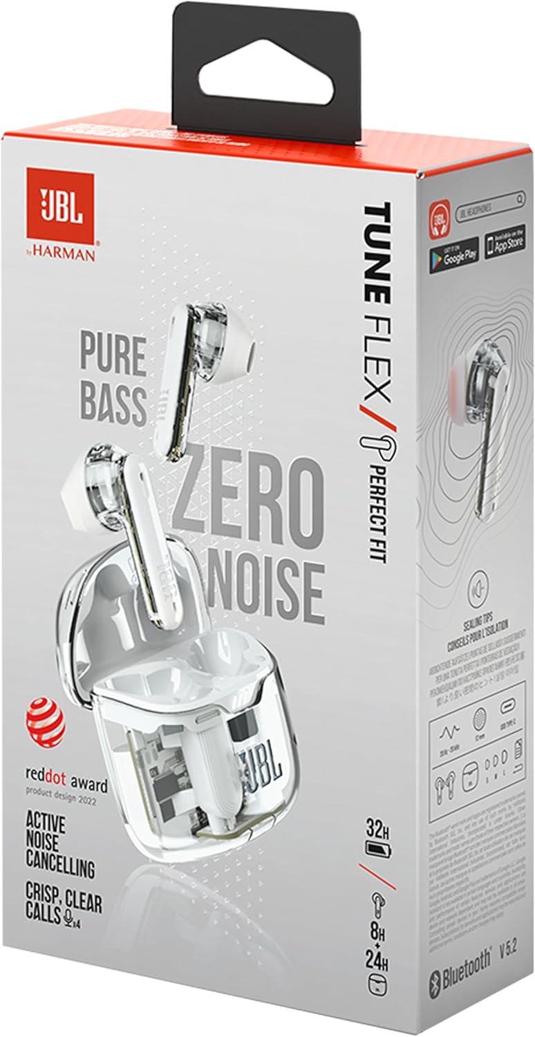 JBL Tune Flex Ghost Edition Wireless Earbuds (White) - Image 4
