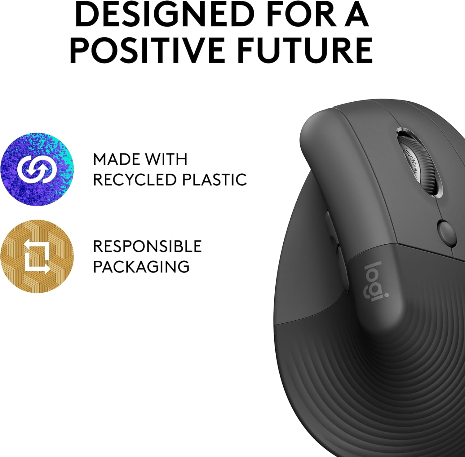 Logitech Lift Ergonomic Mouse (Graphite, 910-006479) - Image 2