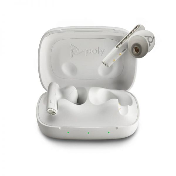 Poly Voyager Free 60 UC Earbuds with Basic Charge Case (White Sand, BT700C)