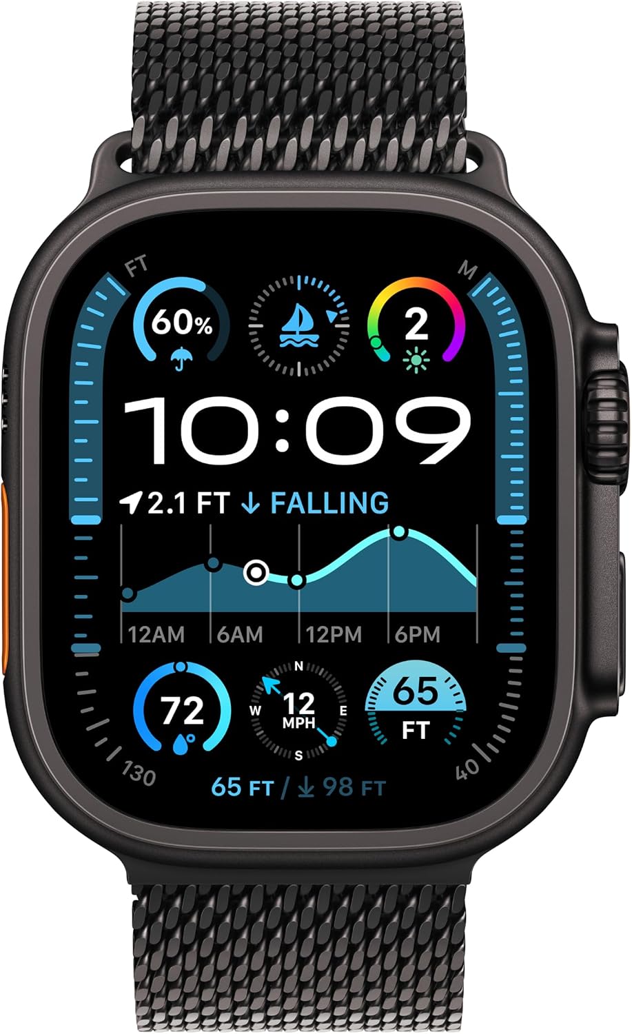 Apple Watch Ultra 2 49mm(GPS+Cellular) (MX5U3, Black Titanium Case with Black Titanium Milanese Loop - M)