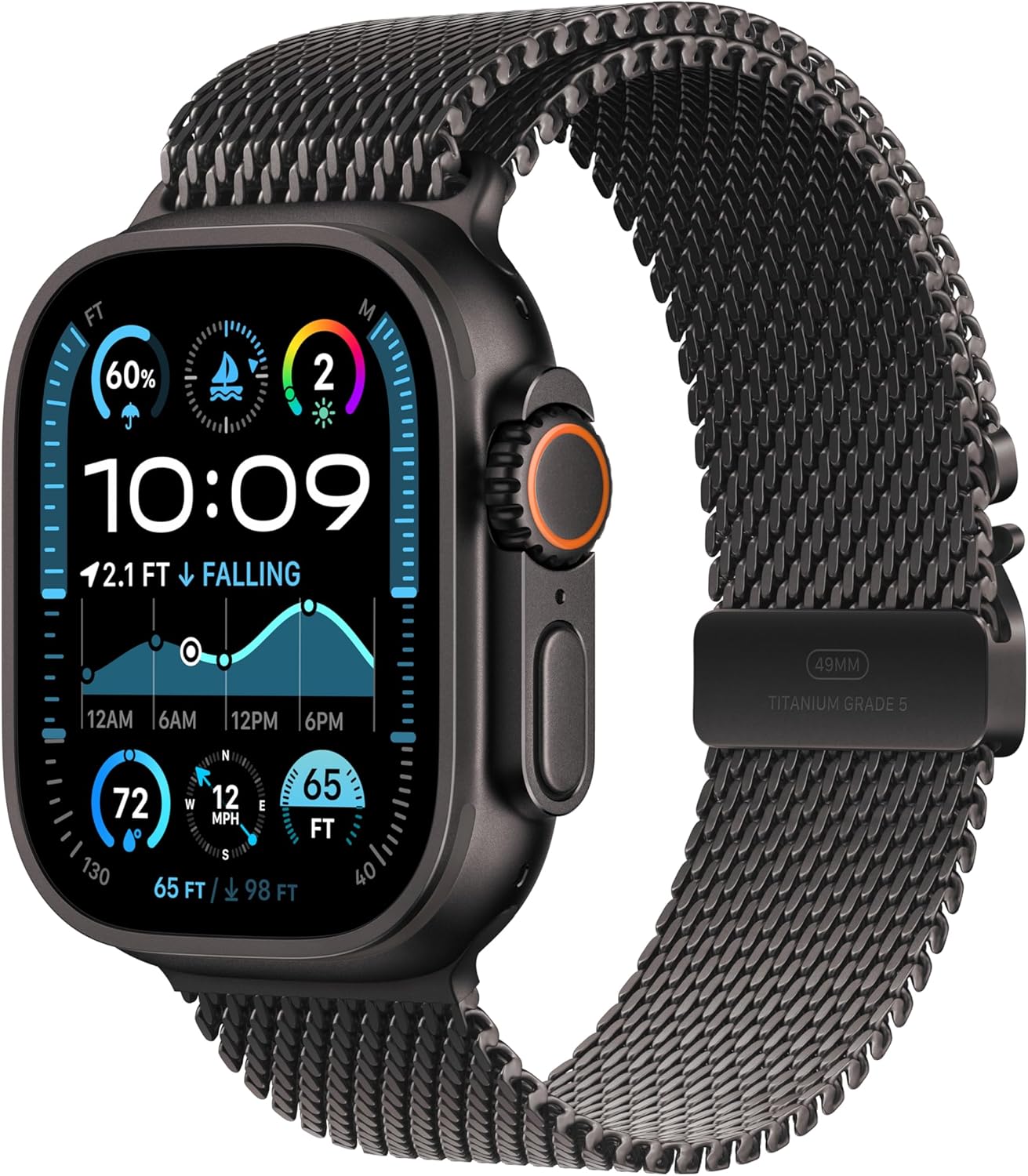 Apple Watch Ultra 2 49mm(GPS+Cellular) (MX5U3, Black Titanium Case with Black Titanium Milanese Loop - M) - Image 2