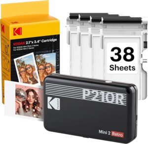 Kodak Mini 2 Retro Portable Photo Printer (Black, P210RB)