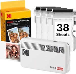 Kodak Mini 2 Retro Portable Photo Printer (White, P210RW)