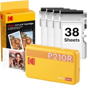 Kodak Mini 2 Retro Portable Photo Printer (Yellow, P210RY)