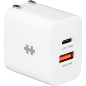 Hyper HyperJuice 20W USB-C PD + 18W USB-A QC Wall Charger, US Plug (White)