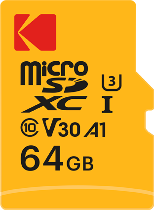 KODAK V30 Ultra Performance microSDXC Memory Card with SD Adapter (64GB, EKMSDM64GXC10HPRK)