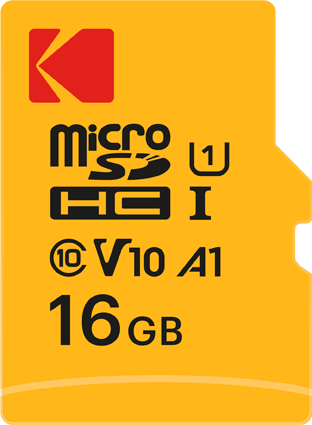 KODAK V10 Premium Performance microSDHC Memory Card with SD Adapter (16GB, EKMSDM16GHC10K)